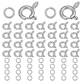 30Pcs 304 Stainless Steel Spring Ring Clasps, with 30Pcs Tarnish Resistant 304 Stainless Steel Jump Rings