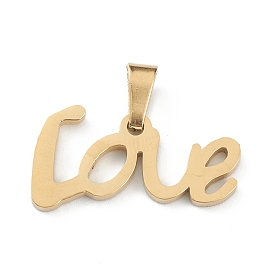 Ion Plating(IP) 304 Stainless Steel Pendants, Valentine's Day, Word Love