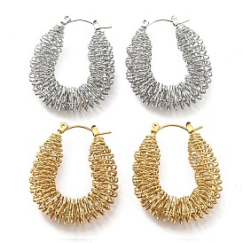 304 Stainless Steel Teardrop Hoop Earrings, Wire Wrap Jewelry