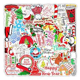 Christmas Waterproof PVC Plastic Sticker Labels, Self-adhesion, for Suitcase, Skateboard, Refrigerator, Helmet, Mobile Phone Shell, Christmas Themed Pattern