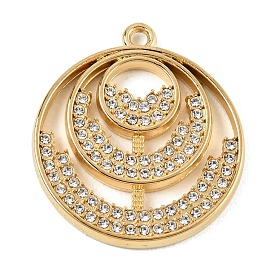 304 Stainless Steel Rhinestone Pendants, Round Charms, Ion Plating(IP)