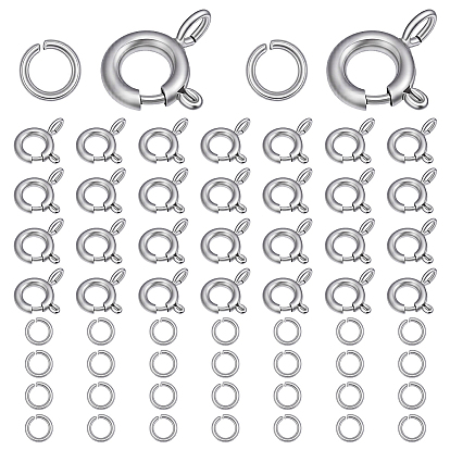 30Pcs 304 Stainless Steel Spring Ring Clasps, with 30Pcs Tarnish Resistant 304 Stainless Steel Jump Rings