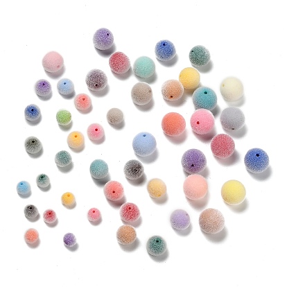 Флокированные непрозрачные акриловые бусины, круглые