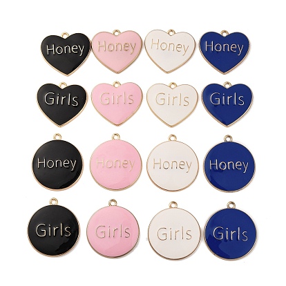 Подвески из эмали и сплава, золотые, плоская круглая и сердечная подвеска