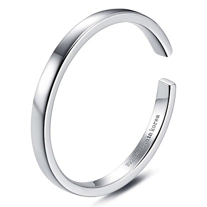 925 Sterling Silver Open Cuff Ring, Simple Stackable Ring for Women