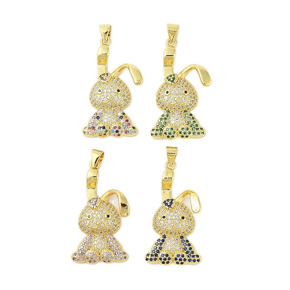 Стойка металлическая латунная микропрофилированная кубическая циркония подвески, без кадмия и без свинца, долговечный, кролик, реальный 18 k позолоченный