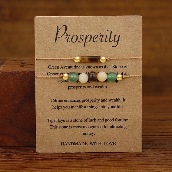 2шт 2 стили натуральный зеленый авантюрин и натуральный тигровый глаз плетеные бусины браслеты для женщин