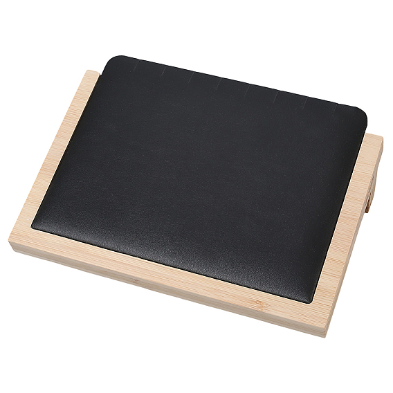 Деревянные наклонные подставки для хранения ожерелий и ювелирных изделий, с ковриком из искусственной кожи/бархата, прямоугольные