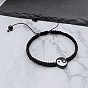 Yin-yang Resin Bead Braided Bead Bracelets, Adjustable Polyester Cord Bracelets for Women