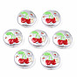 3D Printed ABS Plastic Imitation Pearl Beads, Flat Round with Cherry
