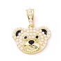 Латунь эмаль подвески, с пластиковой имитационной жемчужиной, медведь очарование