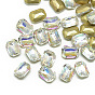 DIY Pointed Back K9 Glass Rhinestone Cabochons, Random Color Back Plated, Faceted, Rectangle Octagon