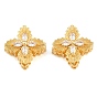 Brass Micro Pave Clear Cubic Zirconia Beads, Flower