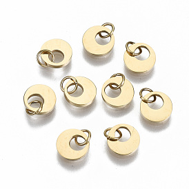 304 Stainless Steel Charms, Laser Cut, with Jump Rings, Round Ring