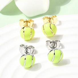 Теннисные латунные эмалированные серьги-гвоздики, долговечный, стойки покрытие, без свинца и без кадмия