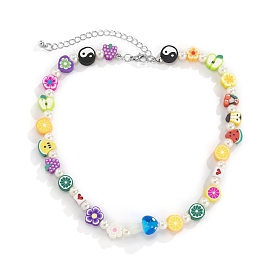 Handmade Lampwork Fruit & Imitation Pearl & Acrylic Mushroom Beaded Necklace for Women