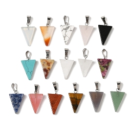 Gemstone Pendants, with 201 Stainless Steel Finding, Triangle