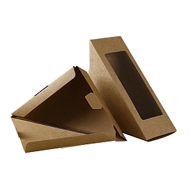 Triangle Kraft Paper Sandwich Box, with Clear Window, for DIY Baking Food Packaging Gift Boxes