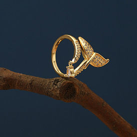 Luxury Diamond-Encrusted Mermaid Tail Design Ring Open Finger Accessory for Women