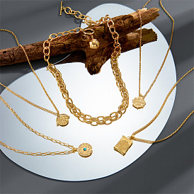 Ожерелье с подвеской в виде луны и звезды для женщин - ювелирные изделия с золотой медалью