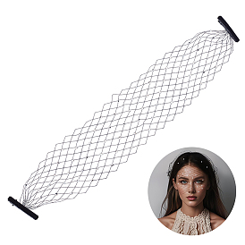 Винтажная полиэстеровая сетчатая вуаль со стразами для женщин, аксессуар для костюмированной вечеринки на Хэллоуин, с железными зажимами