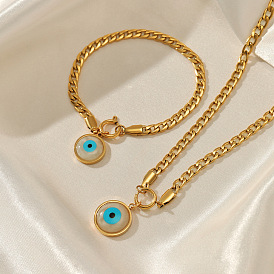 Blue Eye Necklace: Minimalist Devil's Eye Design, 18K Gold Plated Stainless Steel Jewelry for Women