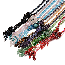 Драгоценный камень Lariat ожерелья, со стеклянной и бисера, 26.8 дюйм