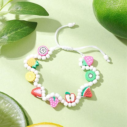Смешанная фруктовая тематика, браслеты из полимерной глины и стеклянных бусин ручной работы для детей
