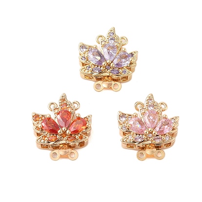 Латунные микро проложить кубического циркония ящик с застежками, со стеклом, лист, 2 нитей, 4-луночное, золотые