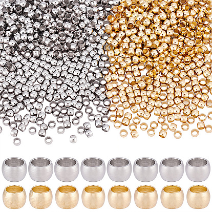 800Pcs 2 Colors 304 Stainless Steel Spacer Beads, Rondelle
