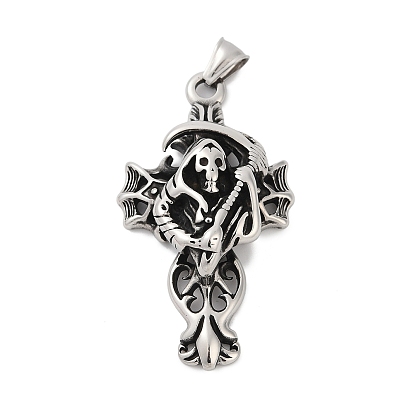 316 Большие подвески из хирургической нержавеющей стали с ионным покрытием (IP), очарование мрачного жнеца