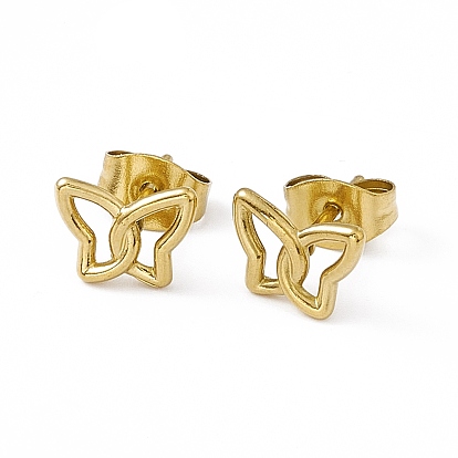 Вакуумное покрытие pvd 304 серьги-гвоздики из нержавеющей стали с крошечными полыми бабочками для женщин