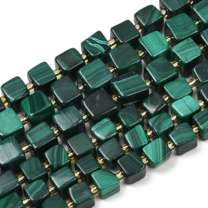 Природного малахита бисер нитей, кубические, с бисером