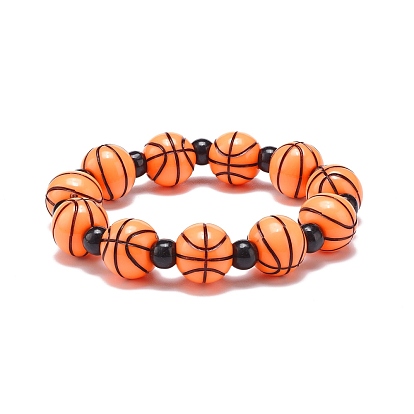 Sport Theme Acrylic Beaded Stretch Bracelet for Kids