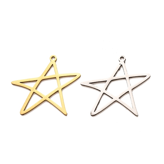 201 Stainless Steel Pendants, Star Charms, Laser Cut, Cut-Out