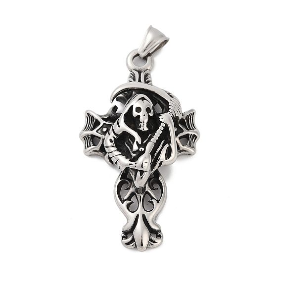 316 Большие подвески из хирургической нержавеющей стали с ионным покрытием (IP), очарование мрачного жнеца