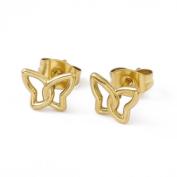 Вакуумное покрытие pvd 304 серьги-гвоздики из нержавеющей стали с крошечными полыми бабочками для женщин