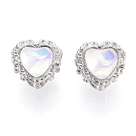 Сплав стеклянных европейских бусин, бусины с большим отверстием, сердце