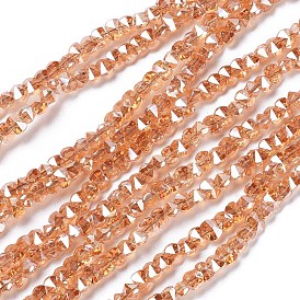 Electroplate Glass Beads Strands, Faceted, Rounded Rectangle, Pearl Luster Plated
