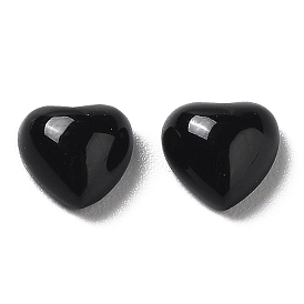 Natural Black Onyx Cabochons, Heart, Dyed & Heated