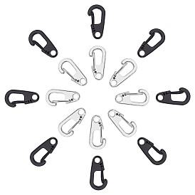 16Pcs 2 Colors Alloy Keychain Carabiner, Quick Release Snap Hook, D-shaped