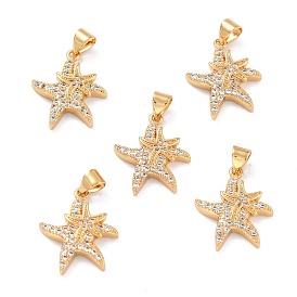 Pendentifs en laiton zircon cubique transparent, sans cadmium et sans plomb, plaqué longue durée, étoiles de mer