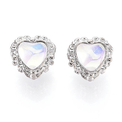 Сплав стеклянных европейских бусин, бусины с большим отверстием, сердце