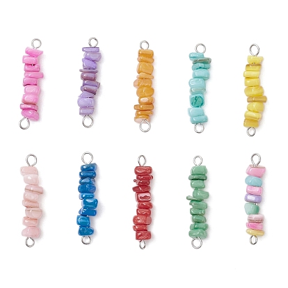 10 шт. 10 цвета, натуральные пресноводные ракушки, крашеные, подвески-соединители из бусин, с 304 двойными петлями из нержавеющей стали, разноцветные