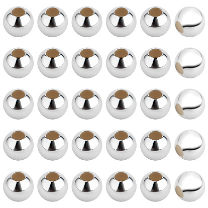 50 шт. 925 бусины из стерлингового серебра, круглые