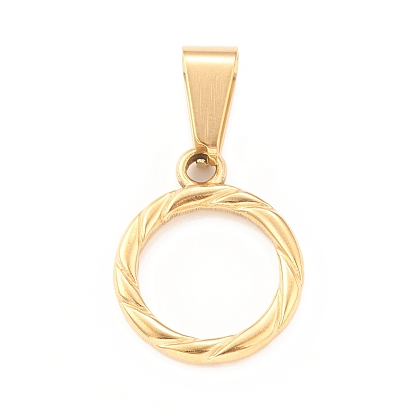 Ion Plating(IP) 304 Stainless Steel Pendants, Round Ring Charm