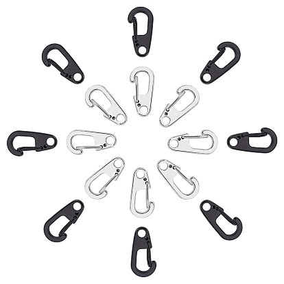 16Pcs 2 Colors Alloy Keychain Carabiner, Quick Release Snap Hook, D-shaped