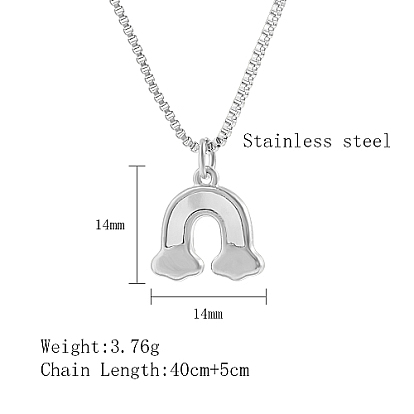 Stainless Steel Pendant Necklace, Rainbow