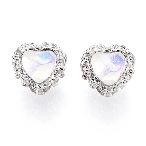 Сплав стеклянных европейских бусин, бусины с большим отверстием, сердце