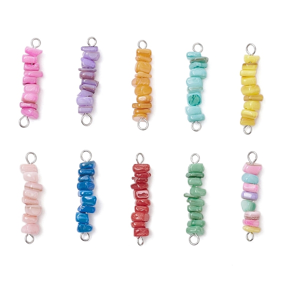 10 шт. 10 цвета, натуральные пресноводные ракушки, крашеные, подвески-соединители из бусин, с 304 двойными петлями из нержавеющей стали, разноцветные